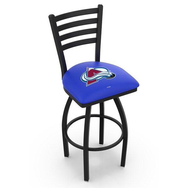 25" Blk Wrinkle Colorado Avalanche Swivel Bar Stool, Ladder Back