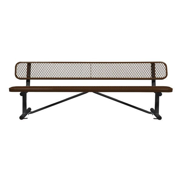 Bench/Back, Surface Mount, 8ft., Brown