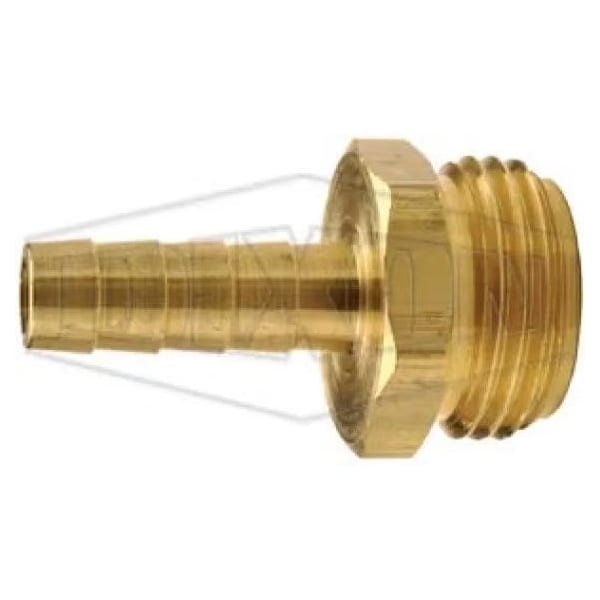 Standard Shank Garden Hose Thread Male Fitting, 3/4 x 1/2 in Nominal, Brass, Domestic