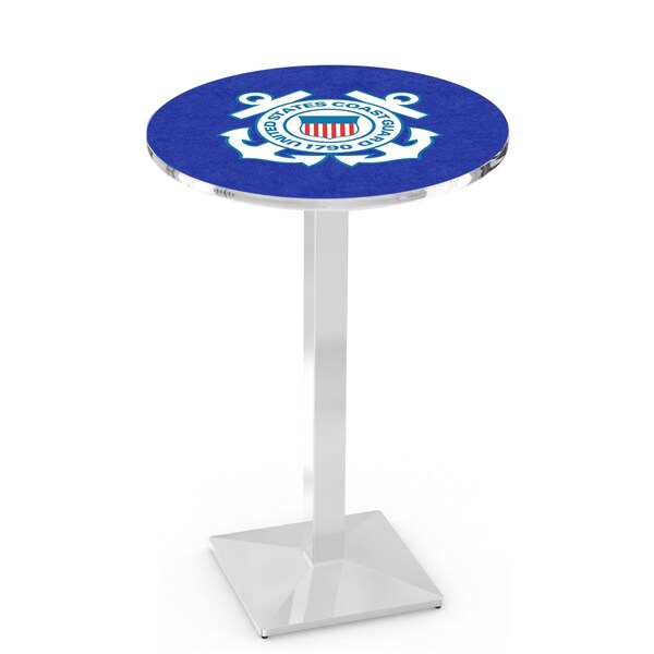 42" Chrome U.S. Coast Guard Pub Table, 36" dia. Top