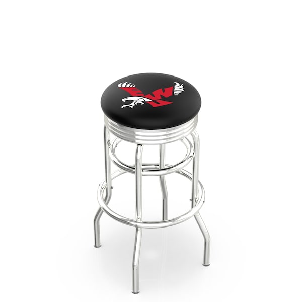 25" Chrome 2-Ring Eastern Washington Swivel Bar Stool, Accent Ring