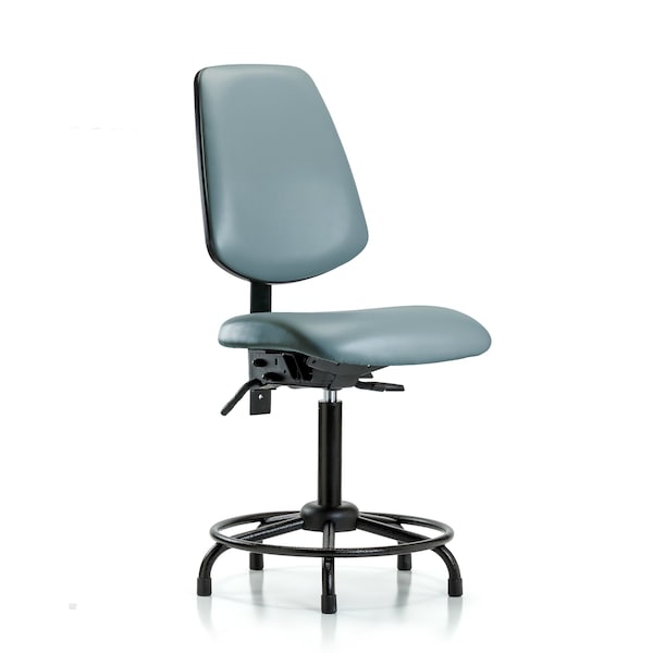 Vinyl Chair, Med Bench, Round Tube Base, Med Back, Glides, Storm
