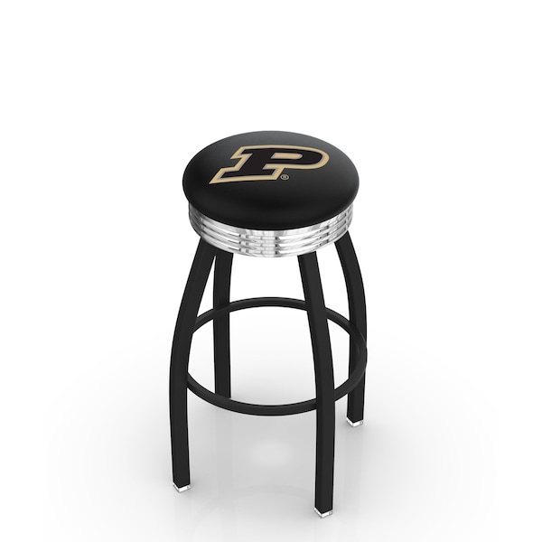 25" Blk Wrinkle Pitt Swivel Bar Stool, Chrome Ring