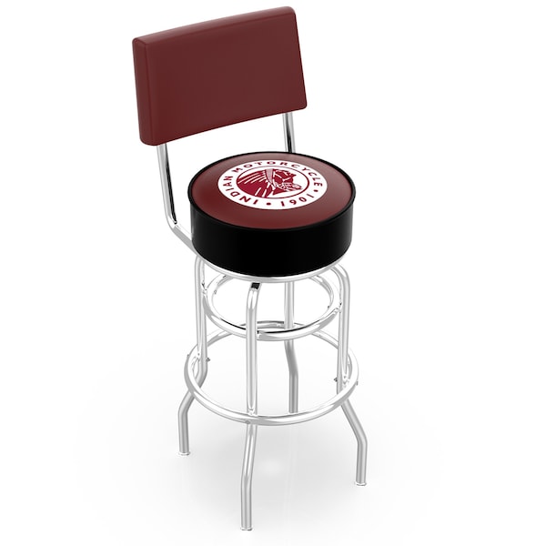 25" Chrome 2-Ring Indian Motorcycle Swivel Bar Stool, Back