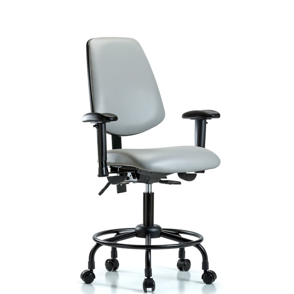 Desk Chair Adjustable Arms, 21" to 26" Height, Vinyl, Dove
