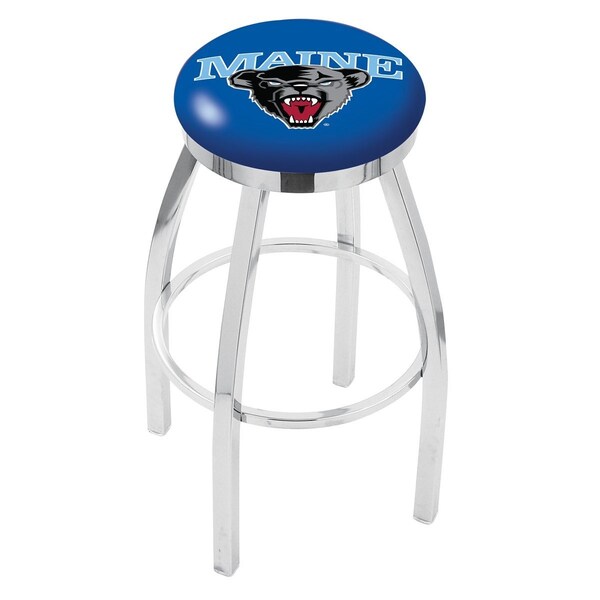 25" Chrome Maine Swivel Bar Stool, Accent Ring