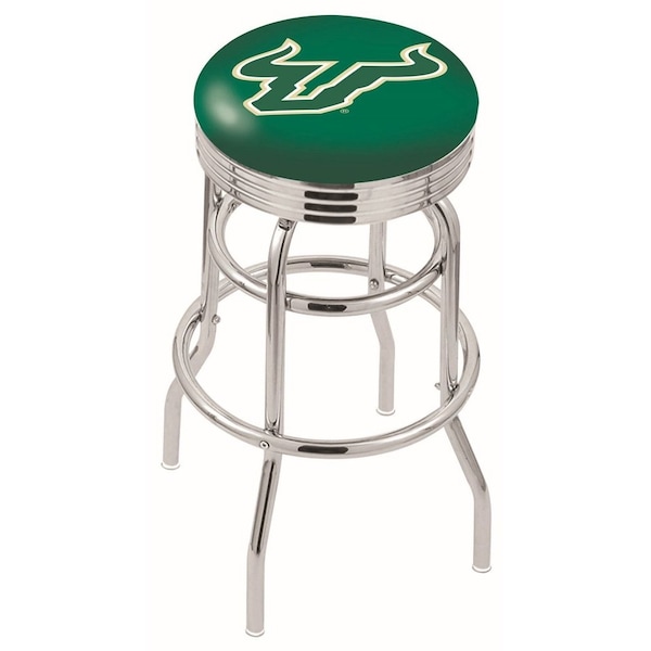 25" Chrome 2-Ring South Florida Swivel Bar Stool, Accent Ring
