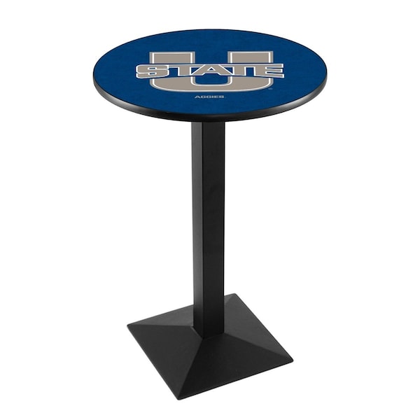 42" Blk Wrinkle Utah State Pub Table, 36" dia. Top