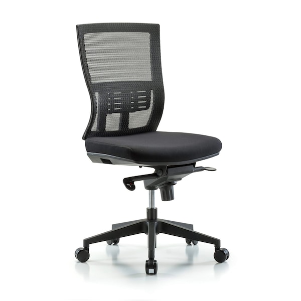 Desk Chair Modern Mesh Chair, C2, Casters, No Arms, 18-1/2" to 21-1/2" Height, Mesh, Black
