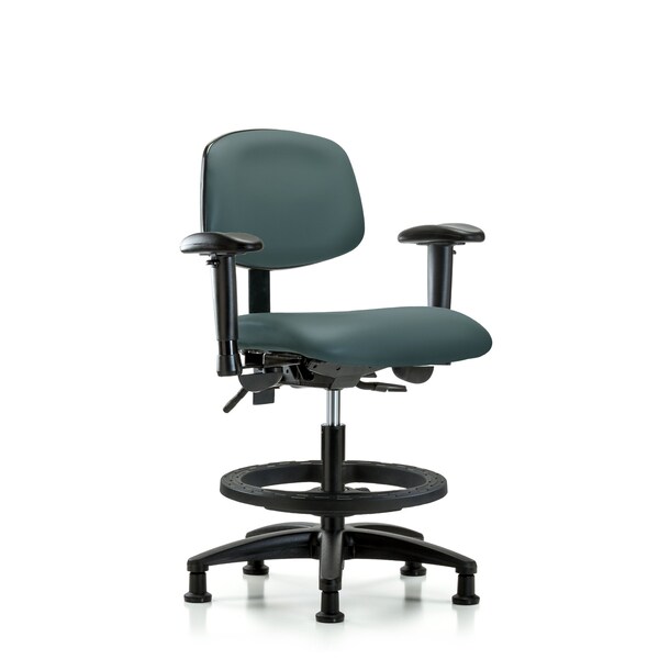 Chair, Vinyl, Med Bench, AA BF Glides, Blu, 6-Way Adjustable, 22" to 29" Height, Colonial Blue
