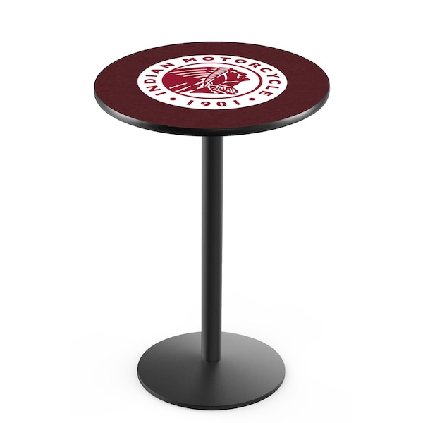 42" Blk Wrinkle Indian Motorcycle Pub Table, 36" dia. Top