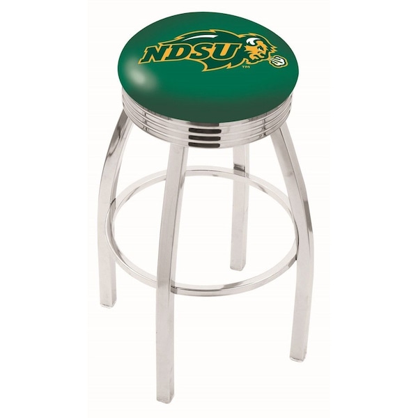 25" Chrome North Dakota State Swivel Bar Stool, Accent Ring