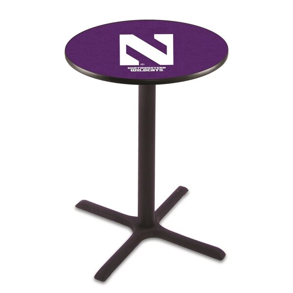 42" Blk Wrinkle Northwestern Pub Table, 36" dia. Top
