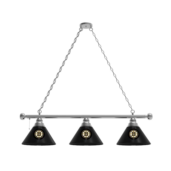 Boston Bruins 3 Shade Billiard Light, Chrome Fixture