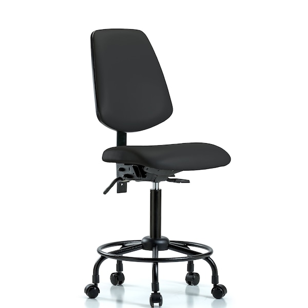 Medium Bench Chair No Arms, 23" to 31" Height, Vinyl, Black