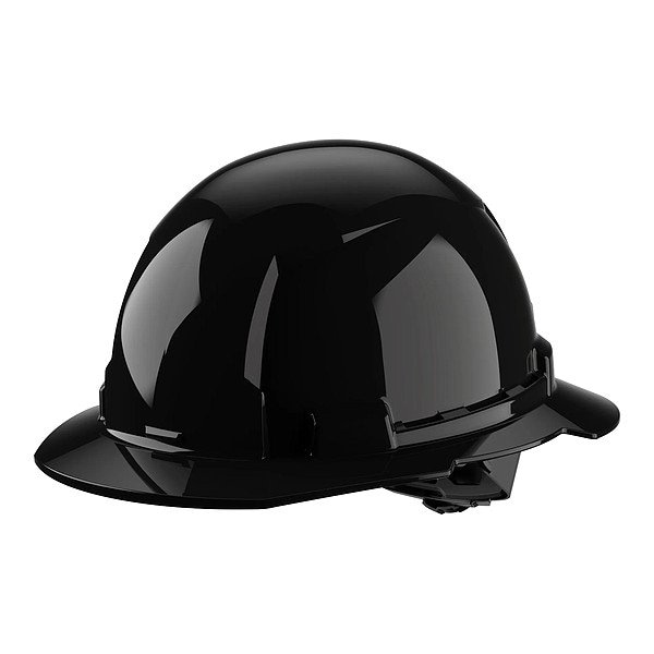 BOLT Black Full Brim Hard Hat w/4pt Ratcheting Suspension - Type 1, Class E
