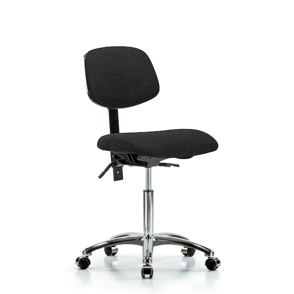 Chair, Fab, Med Bench, Chr Tilt Casters, Blk, No Arms, 22" to 29" Height, Black
