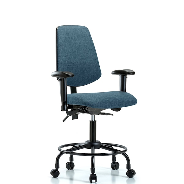 Desk Chair Fab Desk Chair, Med, Bk, RT, Cast, Blu, Adjustable Arms, 21" to 26" Height, Fabric, Blue