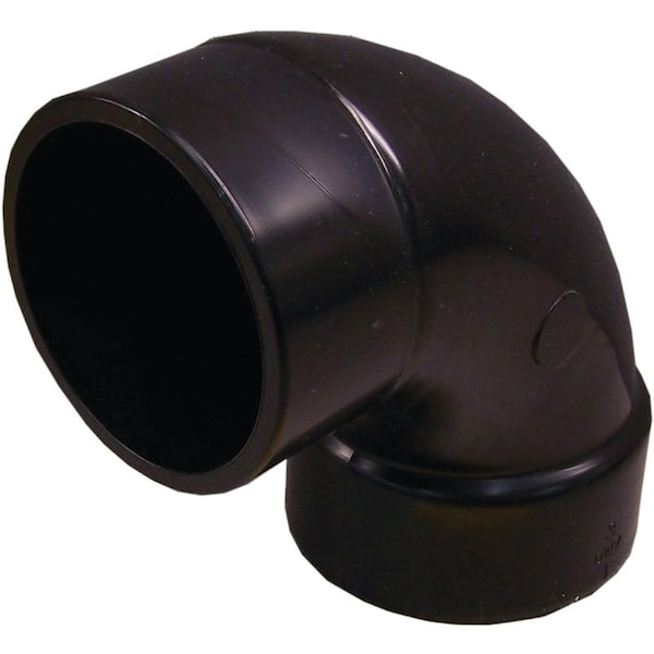 CANPLAS Sanitary Street Pipe Elbow, 3 in, Spigot x Hub, 90 deg Angle, ABS, Black