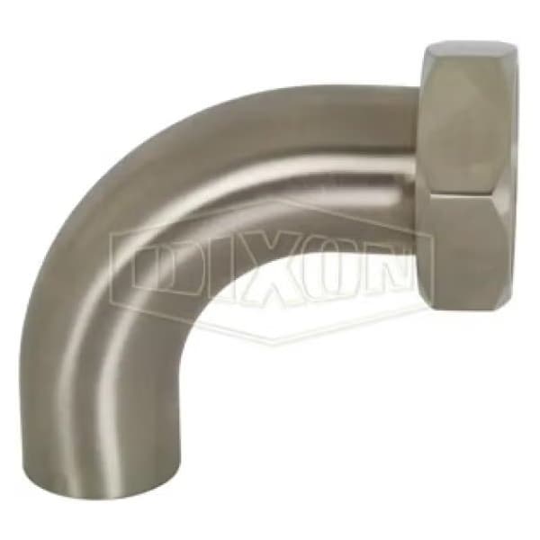 90Deg Elbow with Hex Nut, 2-1/2 in, Plain Beveled Seat x Weld, 304 SS, Domestic