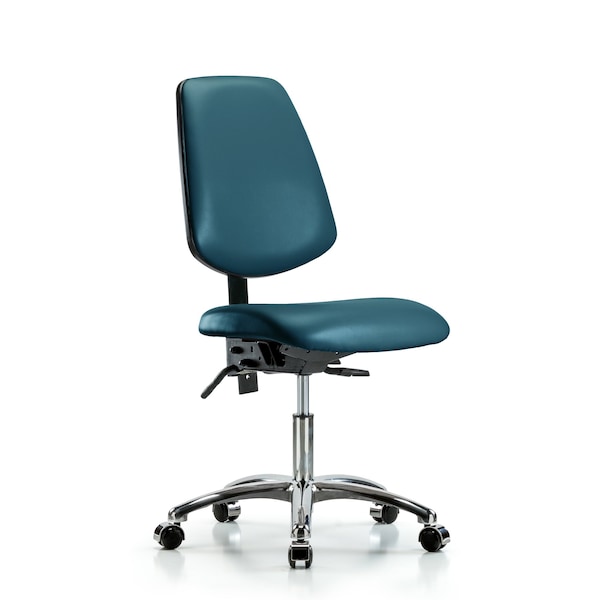 Vinyl Chair Chrome, Desk, Med Back, Casters, Royal