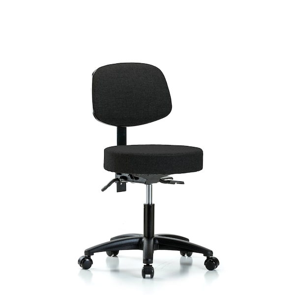 Desk Stool, Fabric, Bk, Tilt Casters, Blk