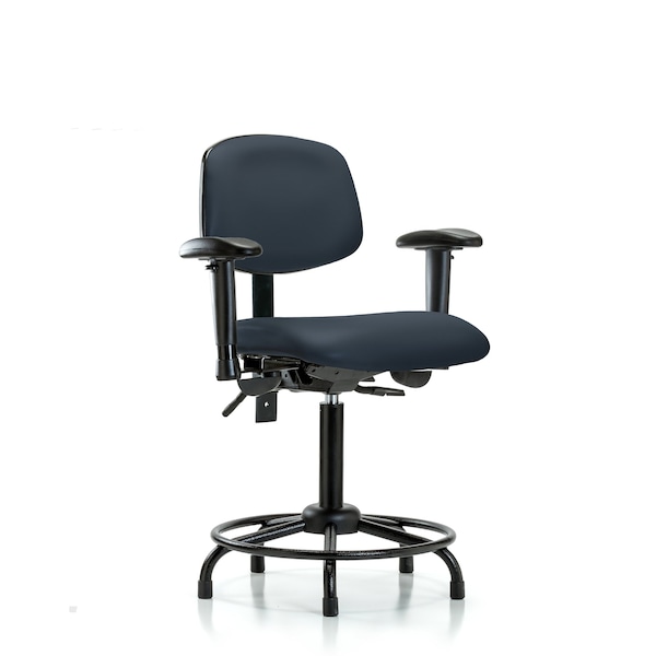 Bench Chair, Vinyl, RT, AA, Glides, Nav, 6-Way Adjustable, 22" to 29" Height, Imperial Blue