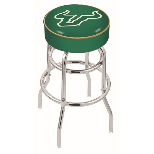 25" South Florida Cushion Seat, 2-Ring Chrome Swivel Bar Stool