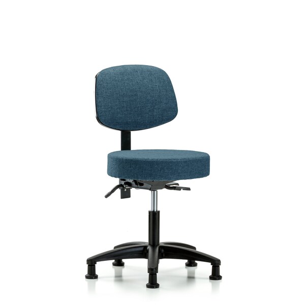 Desk Stool, Fabric, Bk, Glides, Blu
