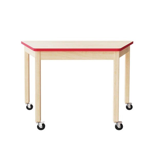 Trapezoid Table, Red Oak, Wood Surface, 60" L x 30" W