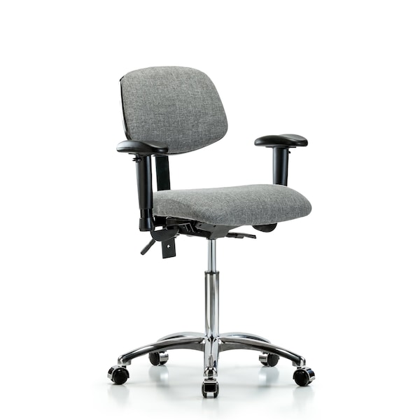 Chair, Fab, Med Bench, Chr AA Casters, Gry, 6-Way Adjustable, 22" to 29" Height, Gray