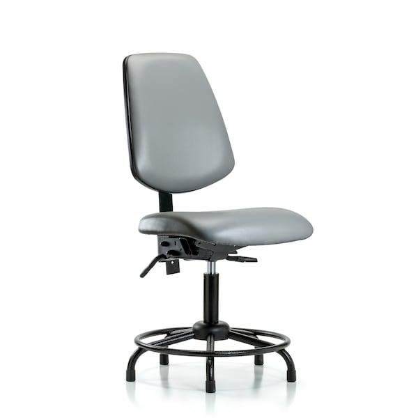 Vinyl Chair, Desk, Round Tube Base, Med Back, Tilt, Glides, Sterling