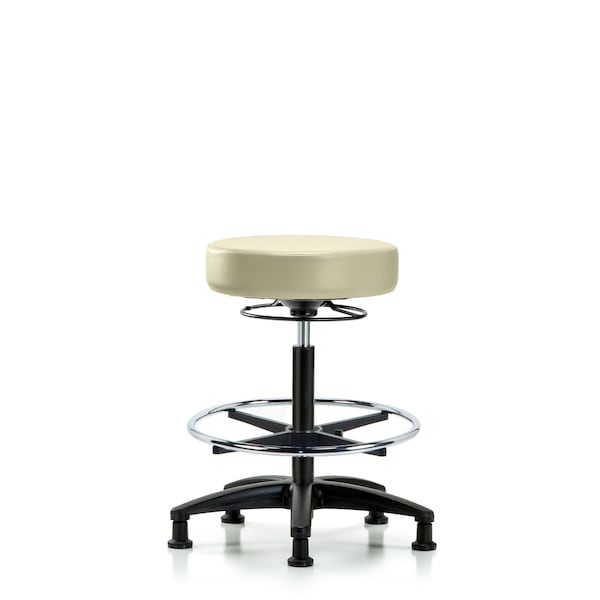 Bench Stool, Hi, Vinyl, CF, Glides, Wht