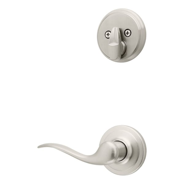 Left Hand Single Cylinder Interior Tustin Lever Trim Satin Nickel Finish