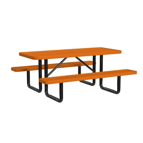 Rectangle Portable Picnic Table, Orange, 6 ft L