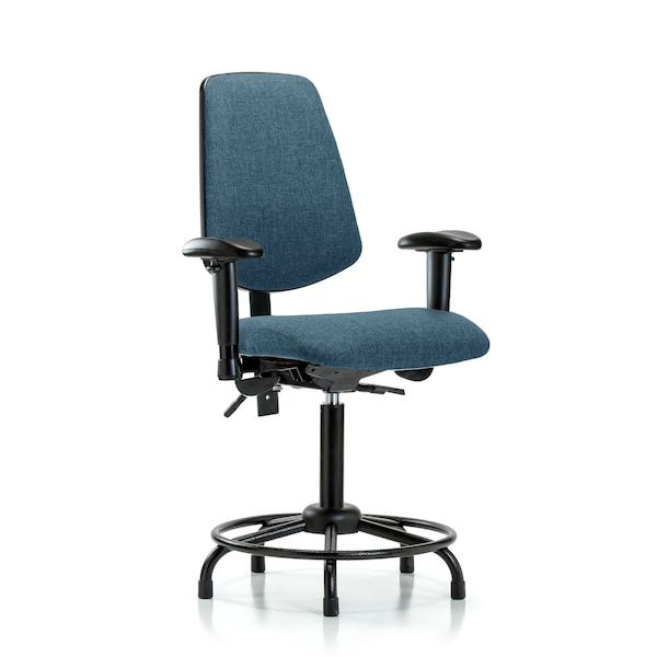 Fab Med Bench Chair, Bk, RT, Glds, Blu, 6-Way Adjustable, 22" to 29" Height, Blue