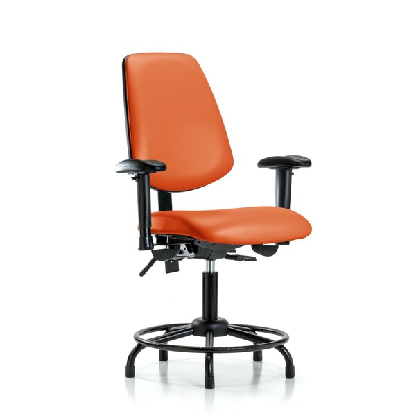 Desk Chair Adjustable Arms, 18" to 23" Height, Vinyl, Orange Kist