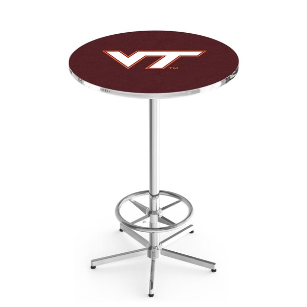 42" Chrome Virginia Tech Pub Table, 36" dia. Top