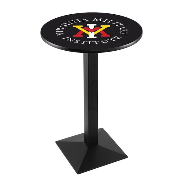 42" Blk Wrinkle Virginia Military Institute Pub Table, 36" dia. Top