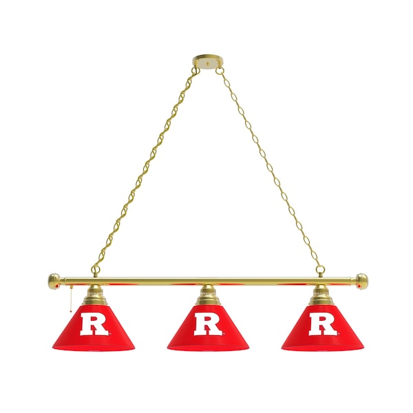 Rutgers 3 Shade Billiard Light, Brass Fixture