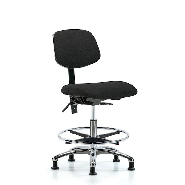 Chair, Fabric, Med Bench, Chr CF Glides, Blk, No Arms, 22" to 29" Height, Black