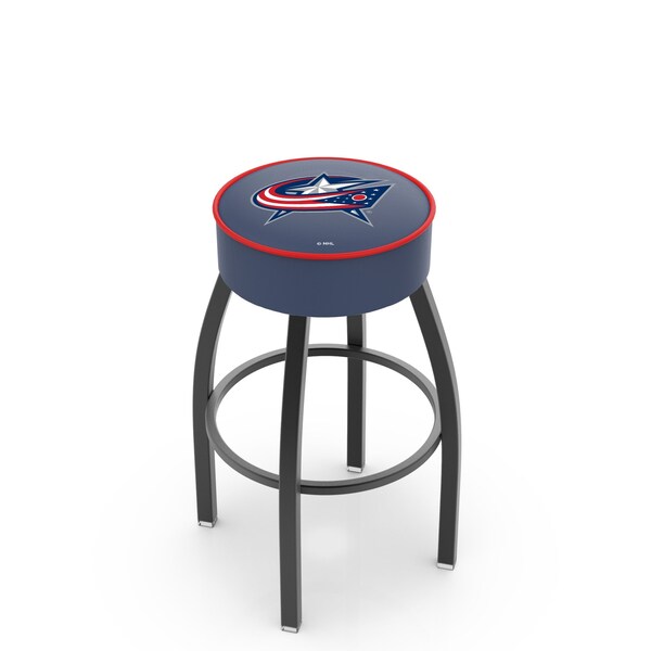 25" Columbus Blue Jackets Cushion Seat, Blk Wrnkl Base Swivel Bar Stool