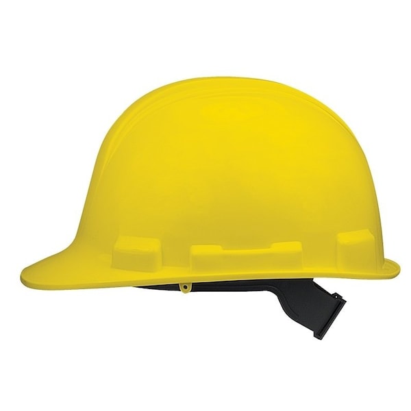 SAFETY WORKS Hard Hat, 4Point Textile Suspension, HDPE Shell, Yellow, Class E