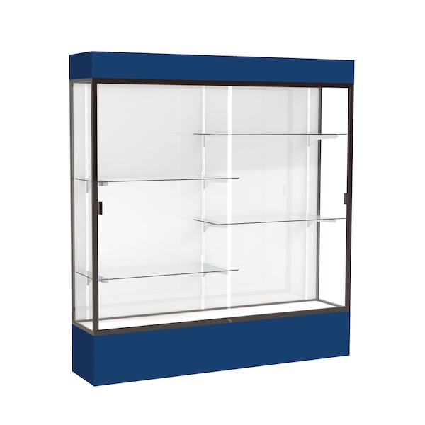 Lighted Floor Display Case 72x80x16, White, Bronze