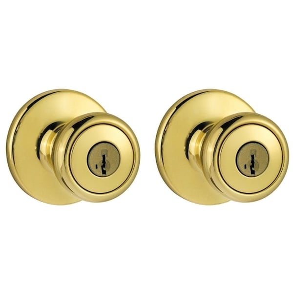 Deadbolt and Entry Lockset, 3 Grade, Keyed Alike Key, Polished Brass, 238 x 234 in Backset
