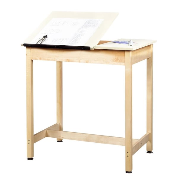 Rectangle Drafting Table, 36" W, 36" H, Almond