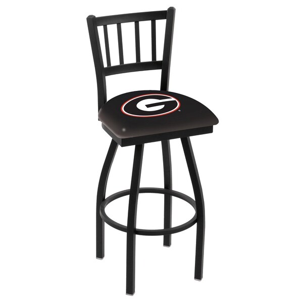 25" Blk Wrinkle Georgia "G" Swivel Bar Stool, Jailhouse Back