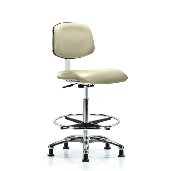 Clean Room Chair Hi Ben Chair, Vin, Chrm, CF, Glds, Wht, CL10, 26" to 35-1/2" Height, Vinyl, Adobe White