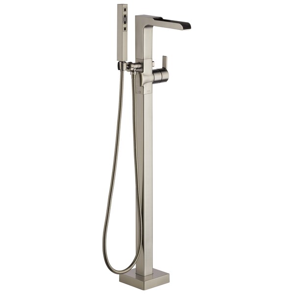 Ara Single Handle Floor Mount Channel Spout Tub Filler Trim with Hand Shower