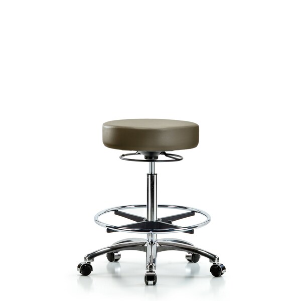 Vinyl Stool, Chrome, High Bench, Foot Ring, Casters, Royal
